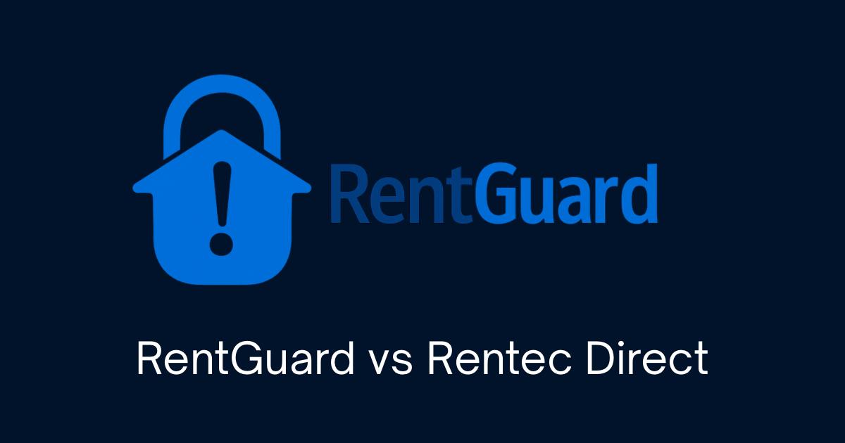 RentGuard vs Rentec Direct comparison - RentGuard logo on dark navy background